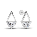 0.88 Carat Teardrop Arc Half-Moon Diamond Earrings 14K - White Gold