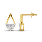 0.88 Carat Teardrop Arc Half-Moon Diamond Earrings 14K