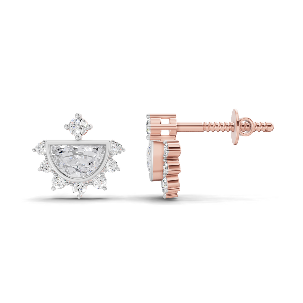 0.99 Carat Crown Diamond Earrings 14K - Rose Gold