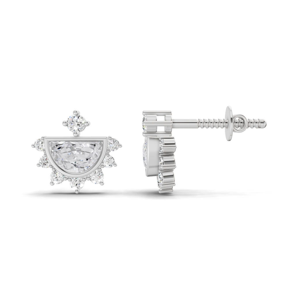 0.99 Carat Crown Diamond Earrings 14K - White Gold
