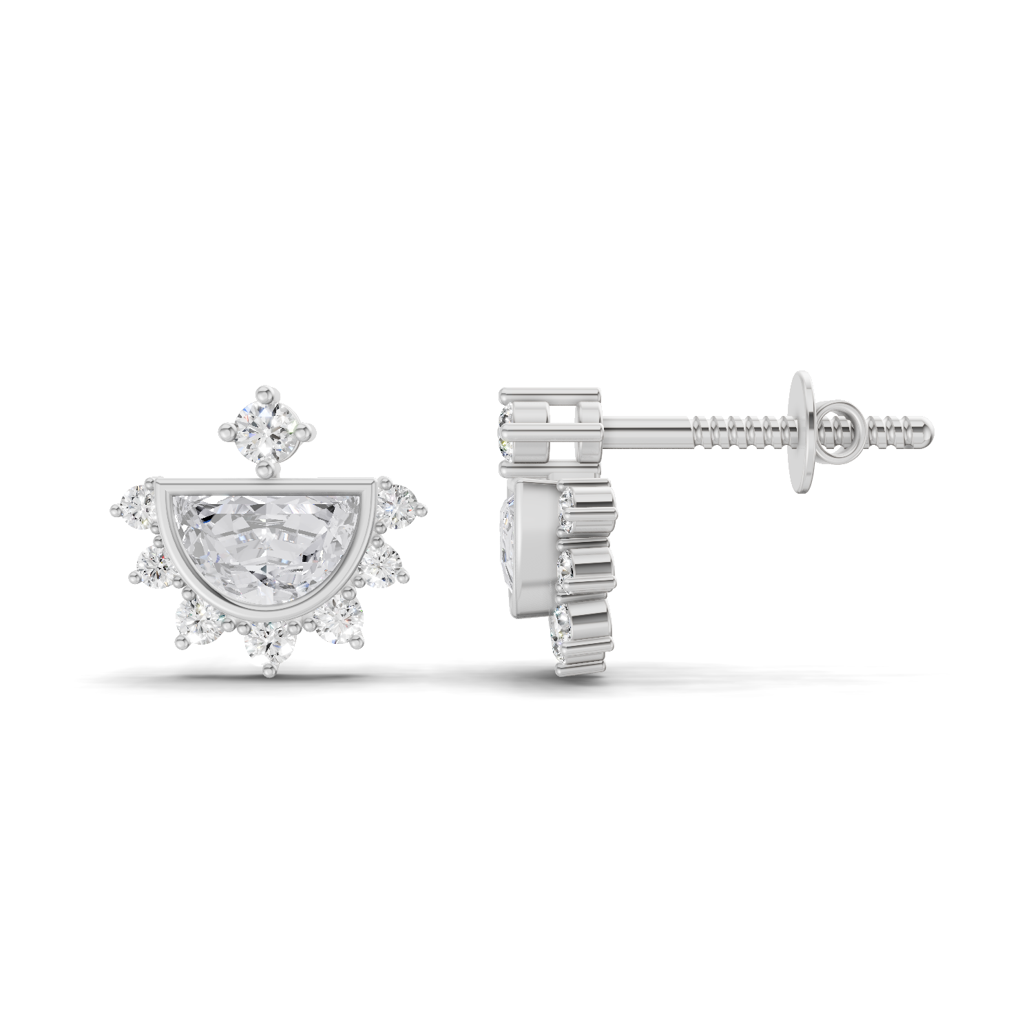 0.99 Carat Crown Diamond Earrings 14K - White Gold