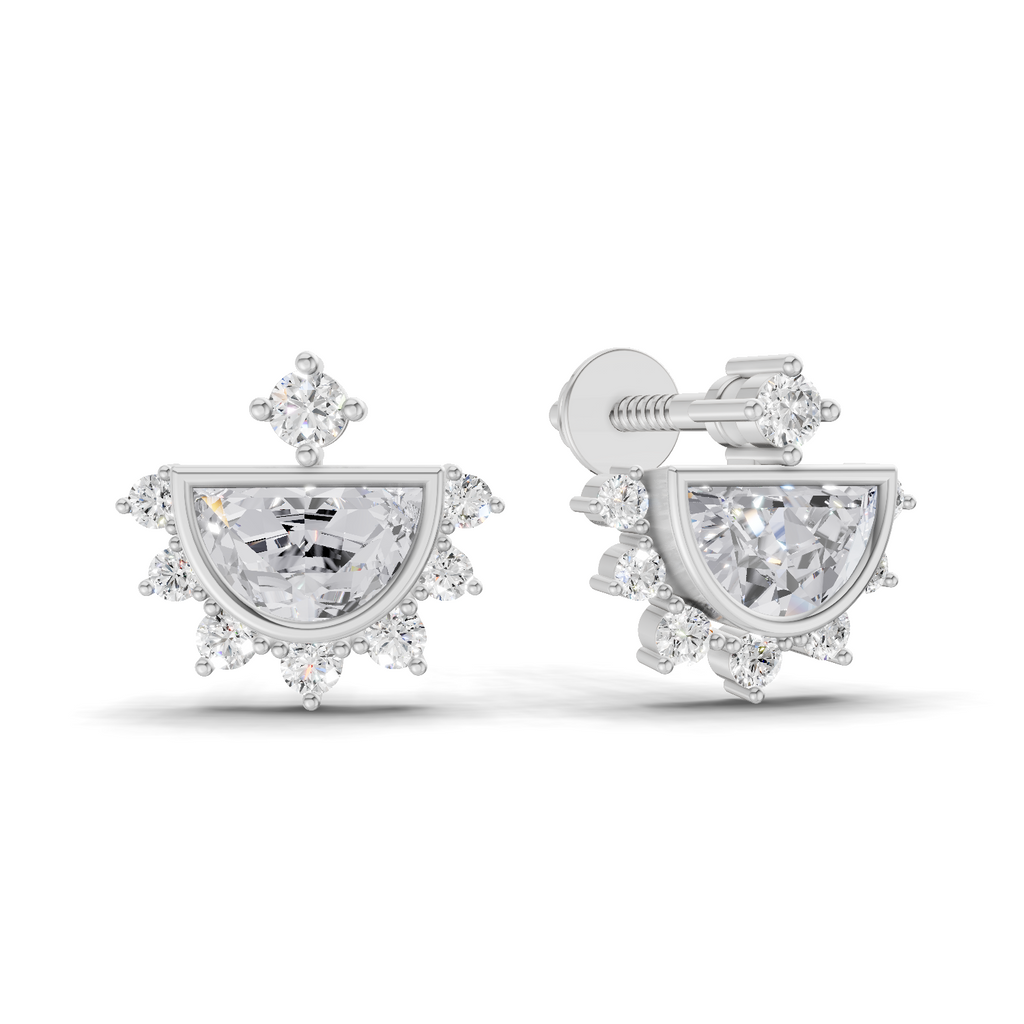 0.99 Carat Crown Diamond Earrings 14K - White Gold