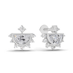 0.99 Carat Crown Diamond Earrings 14K - White Gold