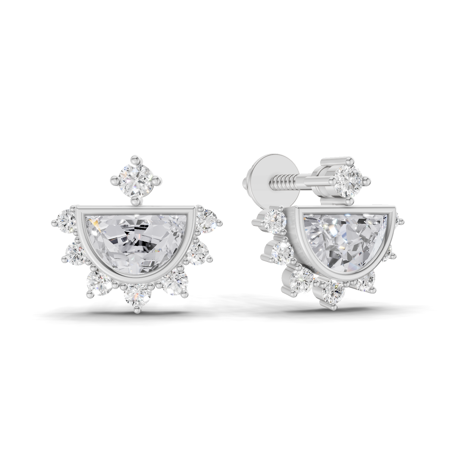 0.99 Carat Crown Diamond Earrings 14K - White Gold