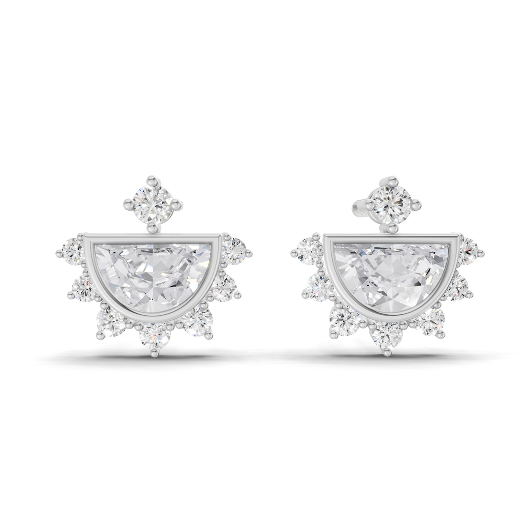 0.99 Carat Crown Diamond Earrings 14K - White Gold