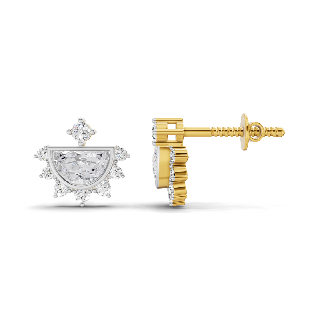 0.99 Carat Crown Diamond Earrings 14K