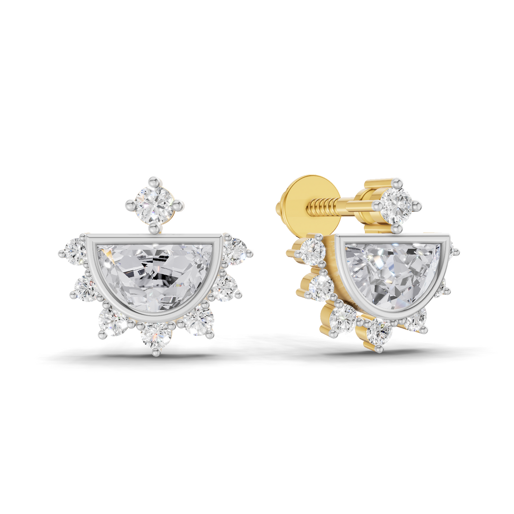0.99 Carat Crown Diamond Earrings 14K
