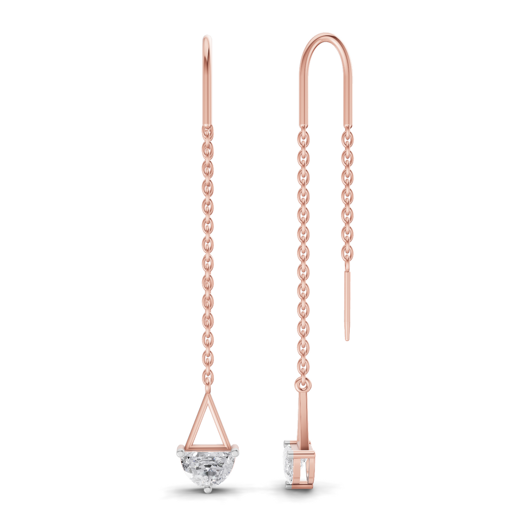 0.8 Carat Drop Chain Diamond Earrings 14K - Rose Gold