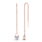 0.8 Carat Drop Chain Diamond Earrings 14K - Rose Gold