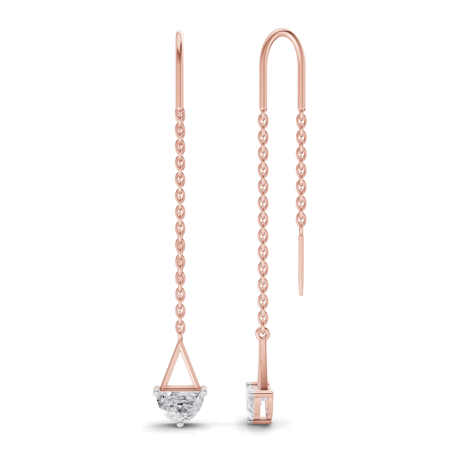 0.8 Carat Drop Chain Diamond Earrings 14K - Rose Gold
