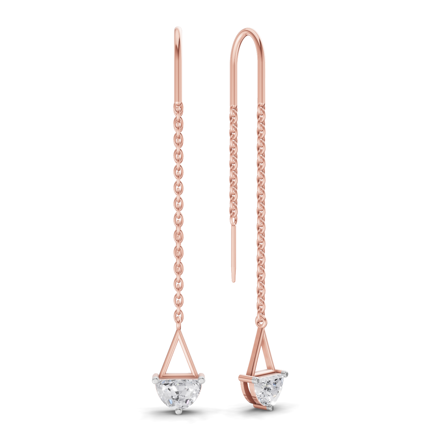 0.8 Carat Drop Chain Diamond Earrings 14K - Rose Gold