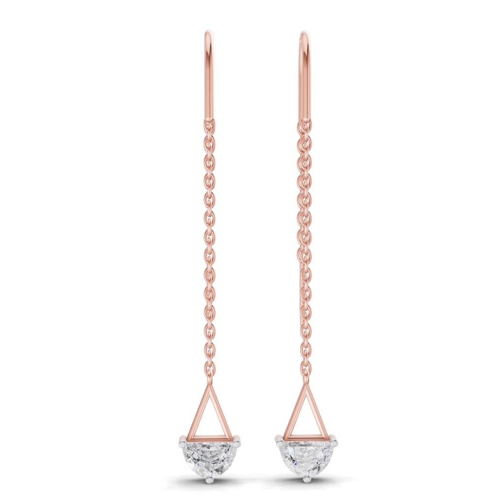 0.8 Carat Drop Chain Diamond Earrings 14K - Rose Gold