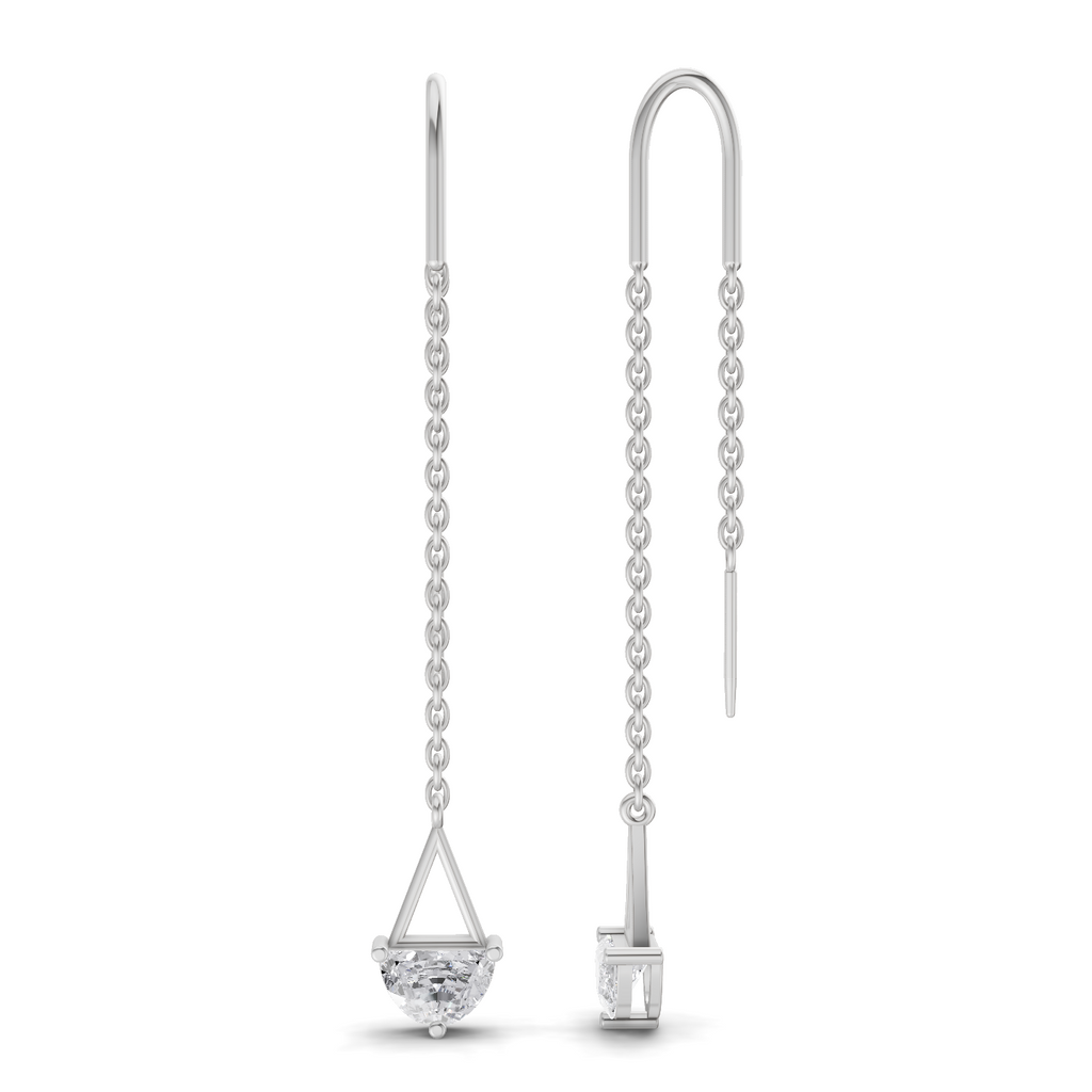 0.8 Carat Drop Chain Diamond Earrings 14K - White Gold
