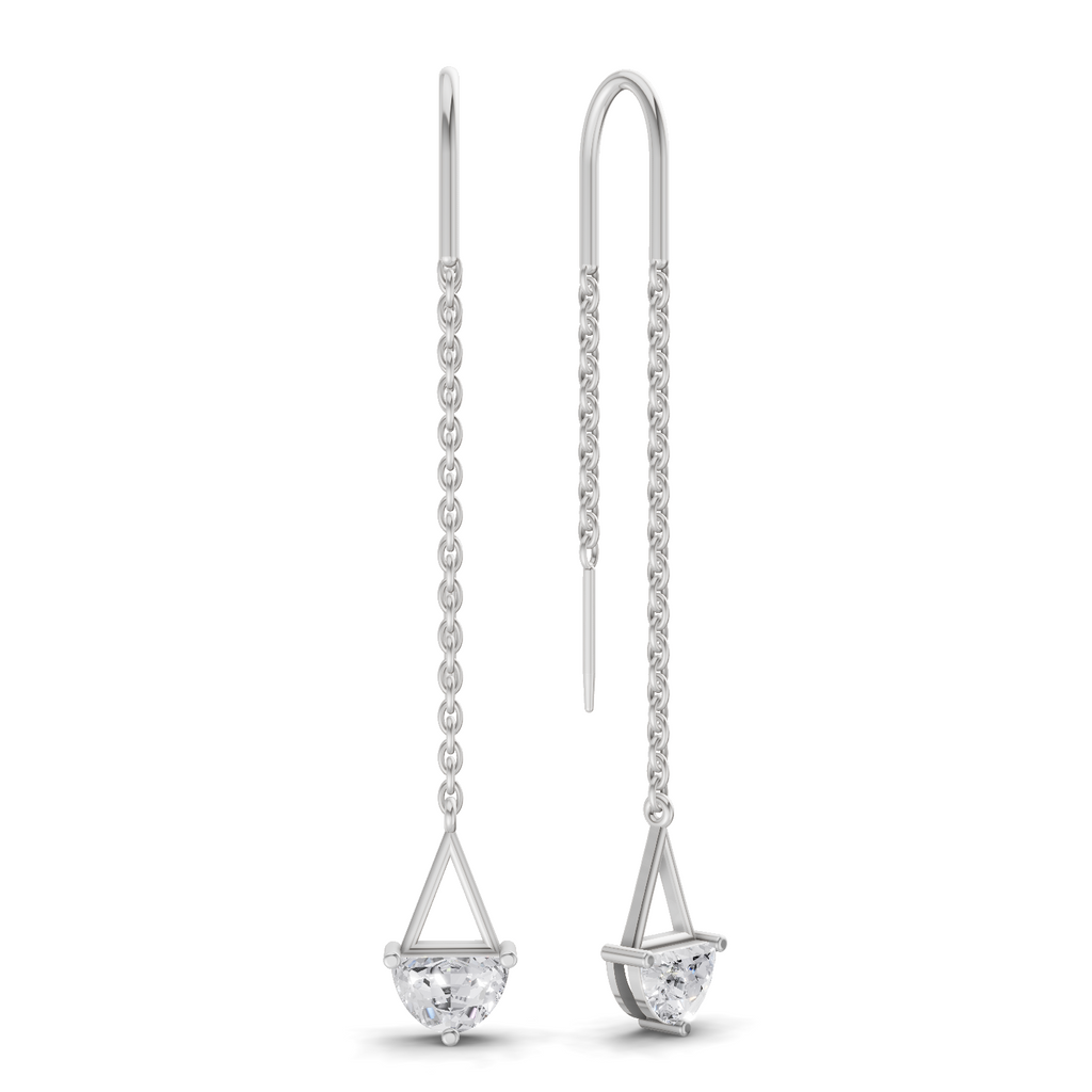 0.8 Carat Drop Chain Diamond Earrings 14K - White Gold