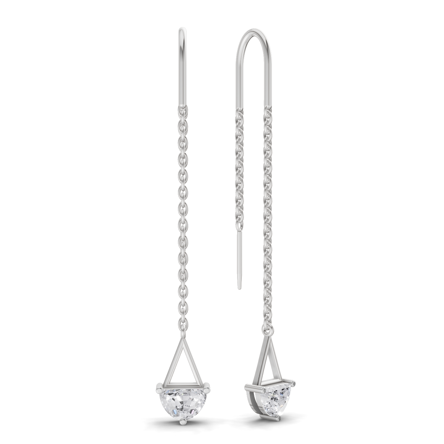 0.8 Carat Drop Chain Diamond Earrings 14K - White Gold