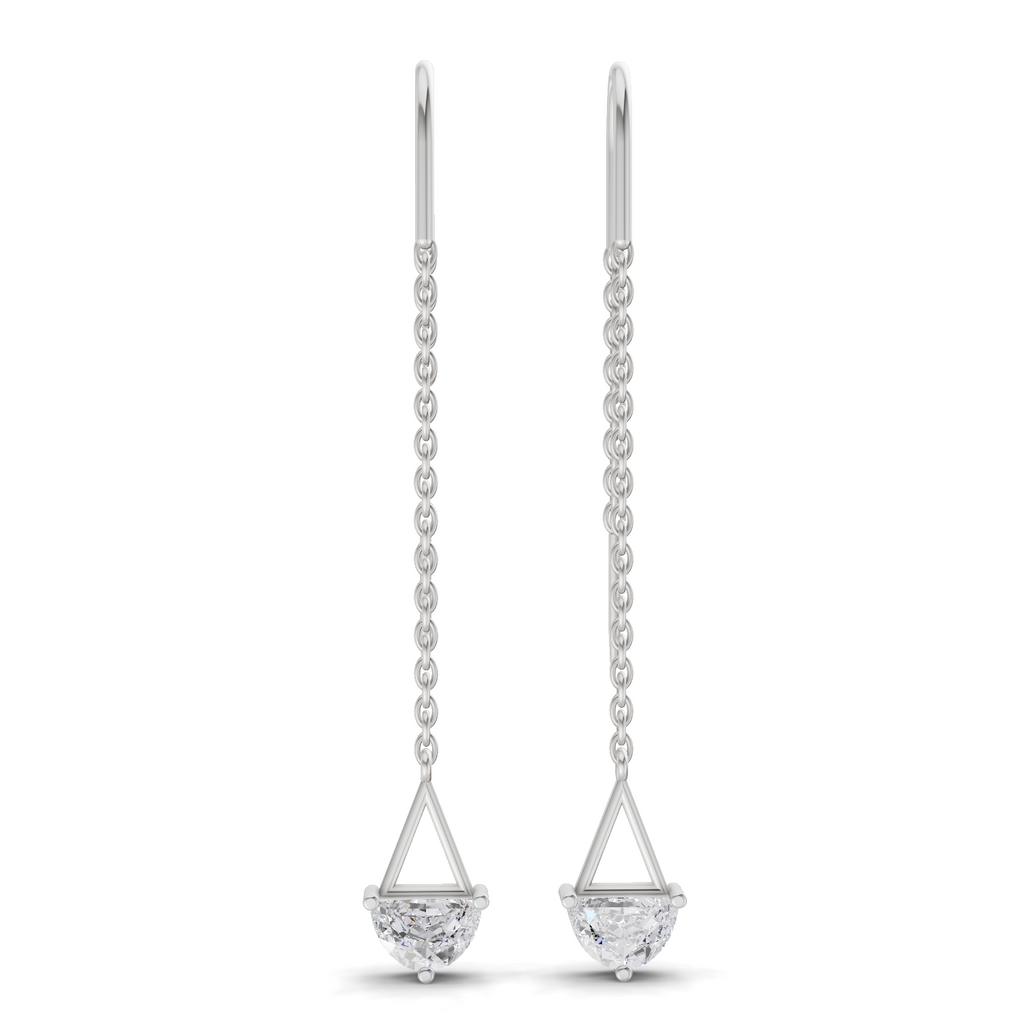 0.8 Carat Drop Chain Diamond Earrings 14K - White Gold