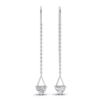 0.8 Carat Drop Chain Diamond Earrings 14K - White Gold