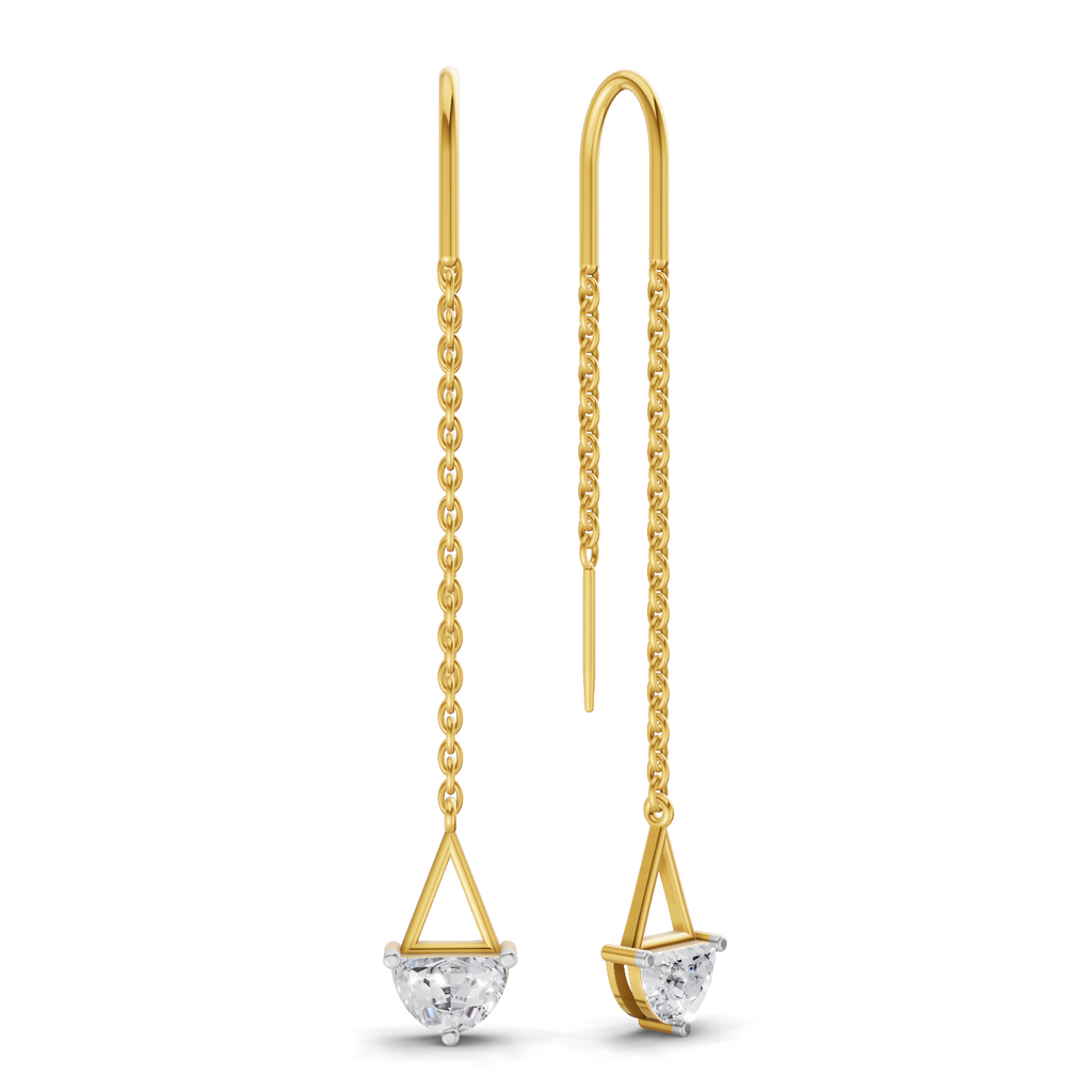 0.8 Carat Drop Chain Diamond Earrings 14K