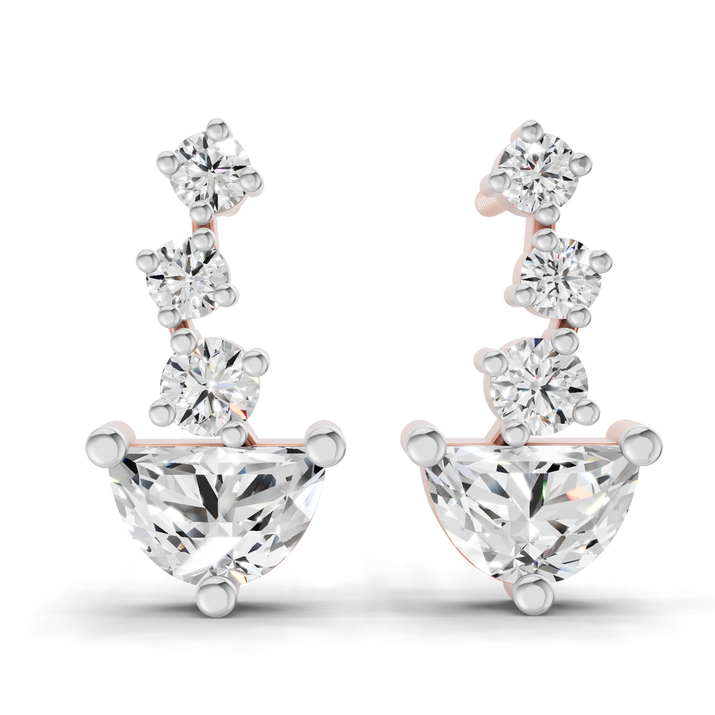 1.03 Carat trillion cut halfmoon Earrings 14K - Rose Gold