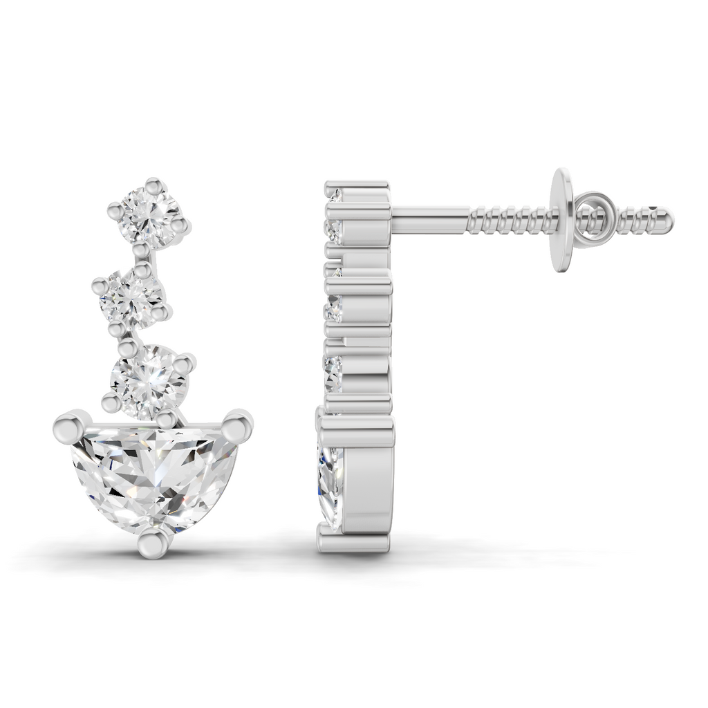1.03 Carat trillion cut halfmoon Earrings 14K - White Gold
