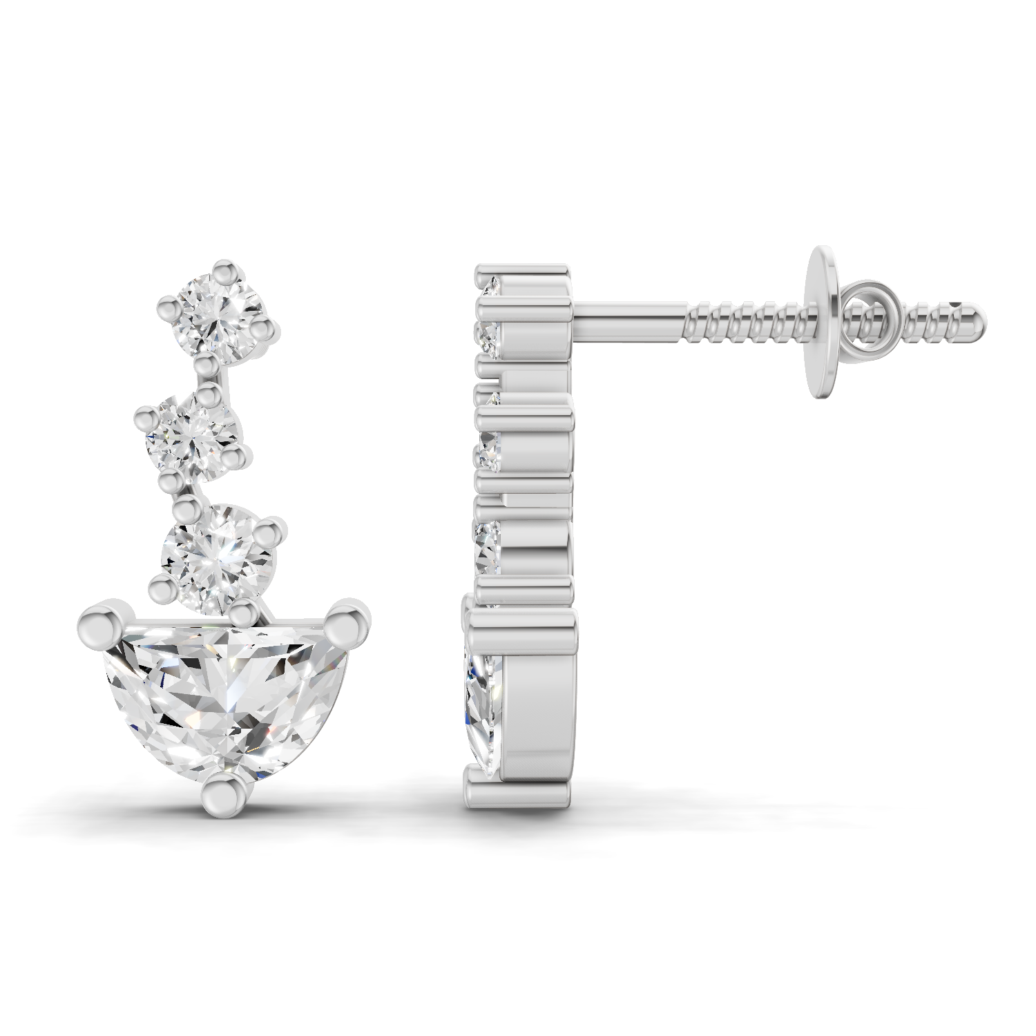 1.03 Carat trillion cut halfmoon Earrings 14K - White Gold