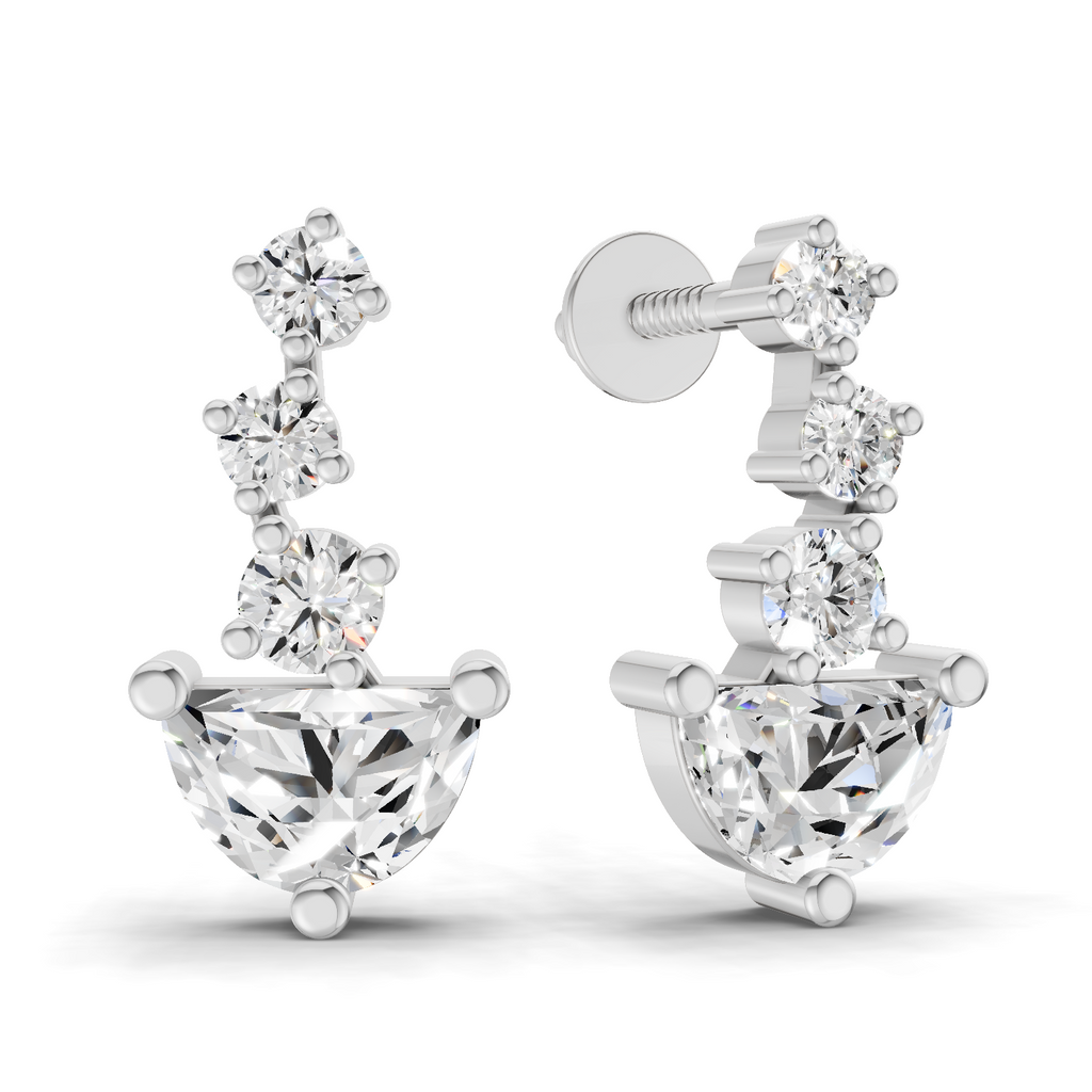 1.03 Carat trillion cut halfmoon Earrings 14K - White Gold