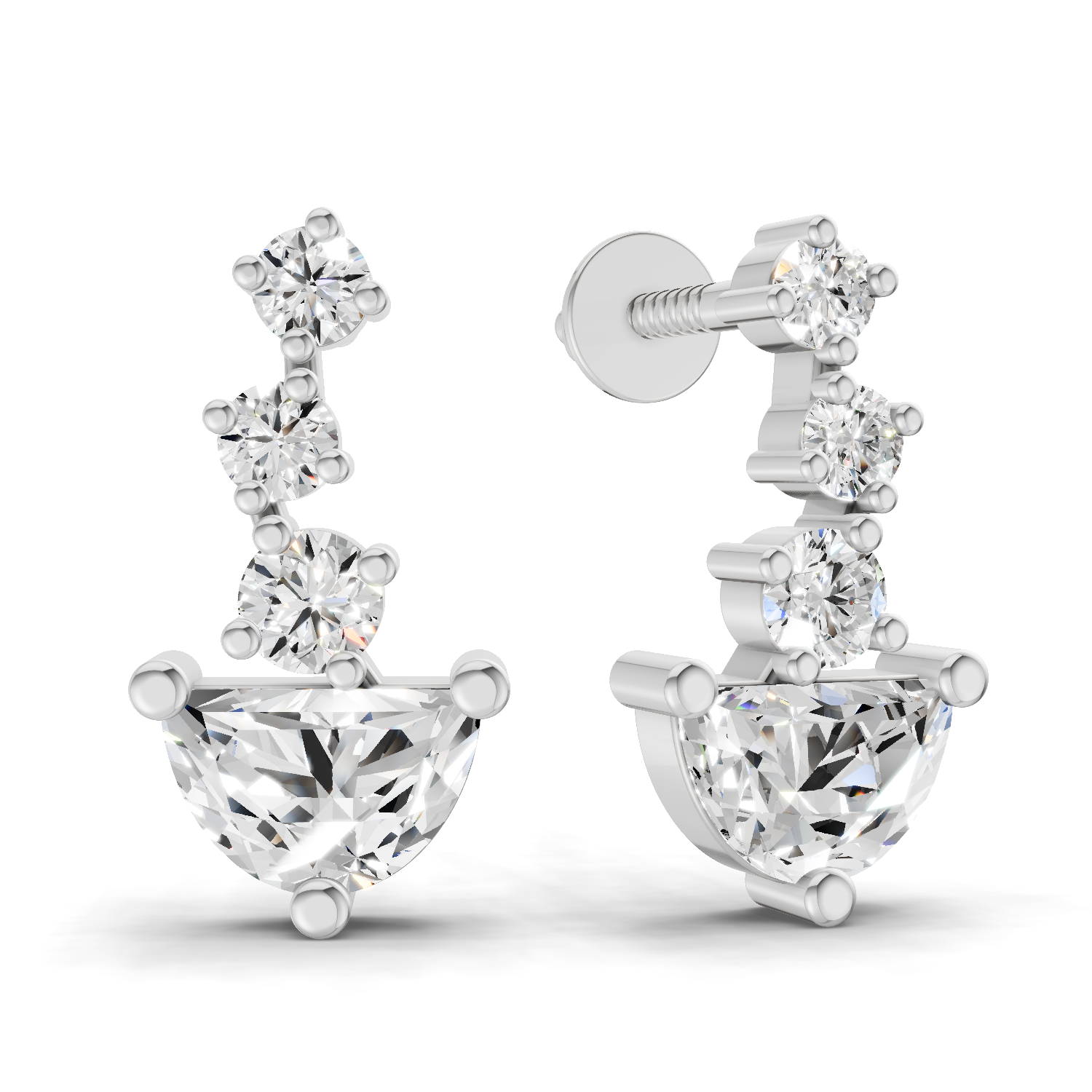 1.03 Carat trillion cut halfmoon Earrings 14K - White Gold
