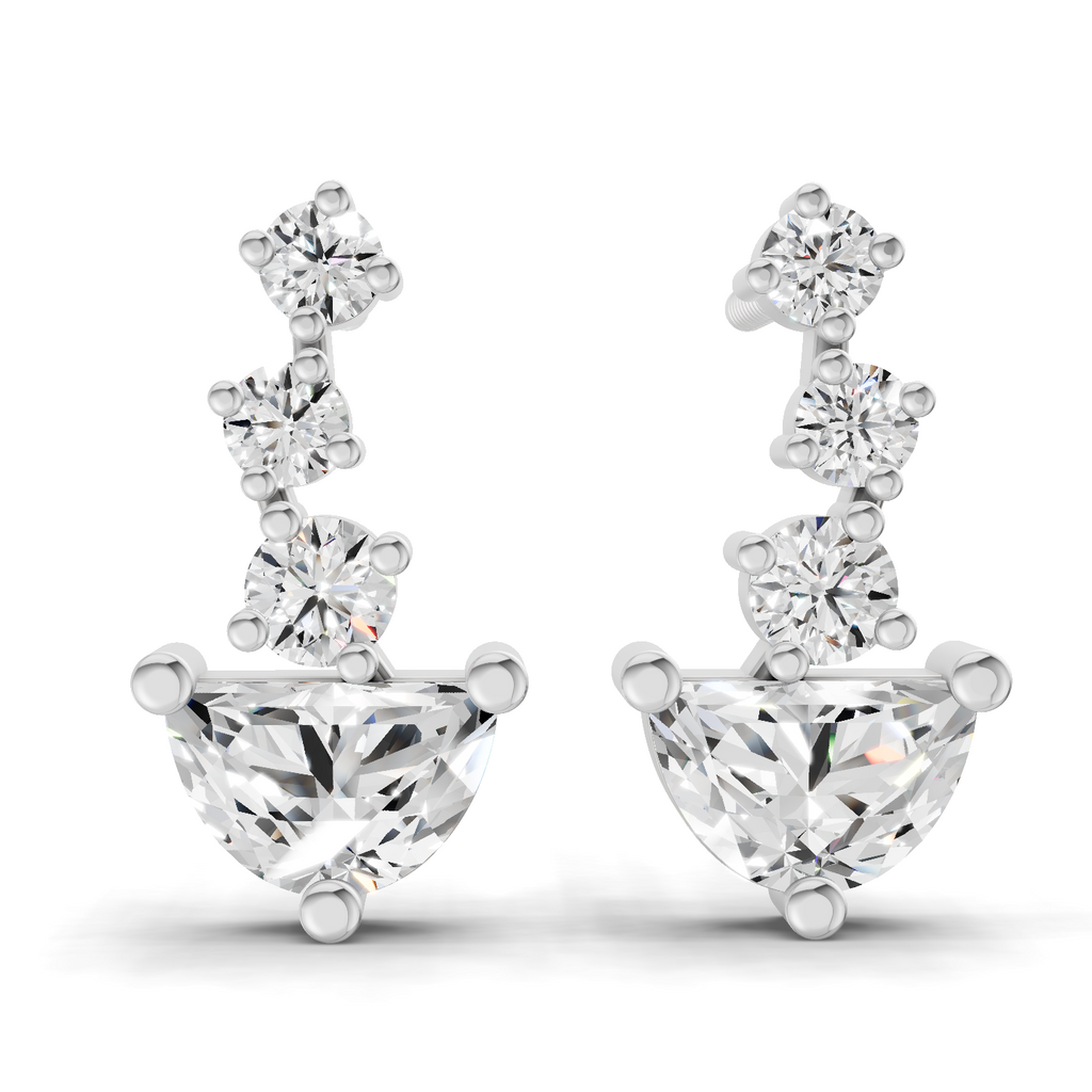 1.03 Carat trillion cut halfmoon Earrings 14K - White Gold