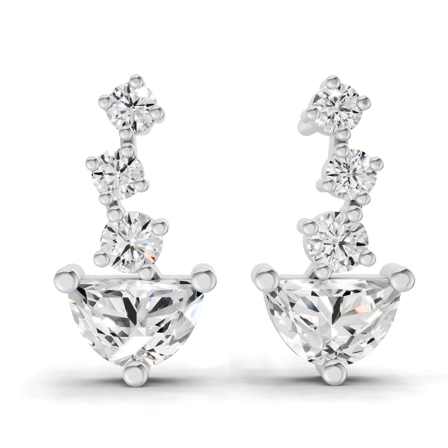 1.03 Carat trillion cut halfmoon Earrings 14K - White Gold