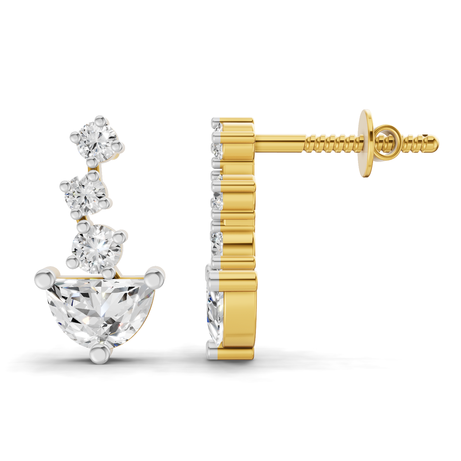 1.03 Carat trillion cut halfmoon Earrings 14K
