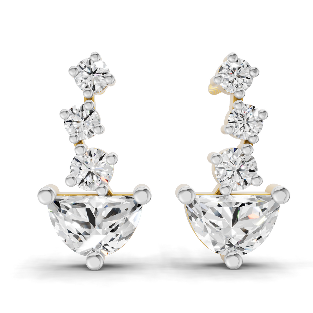 1.03 Carat trillion cut halfmoon Earrings 14K
