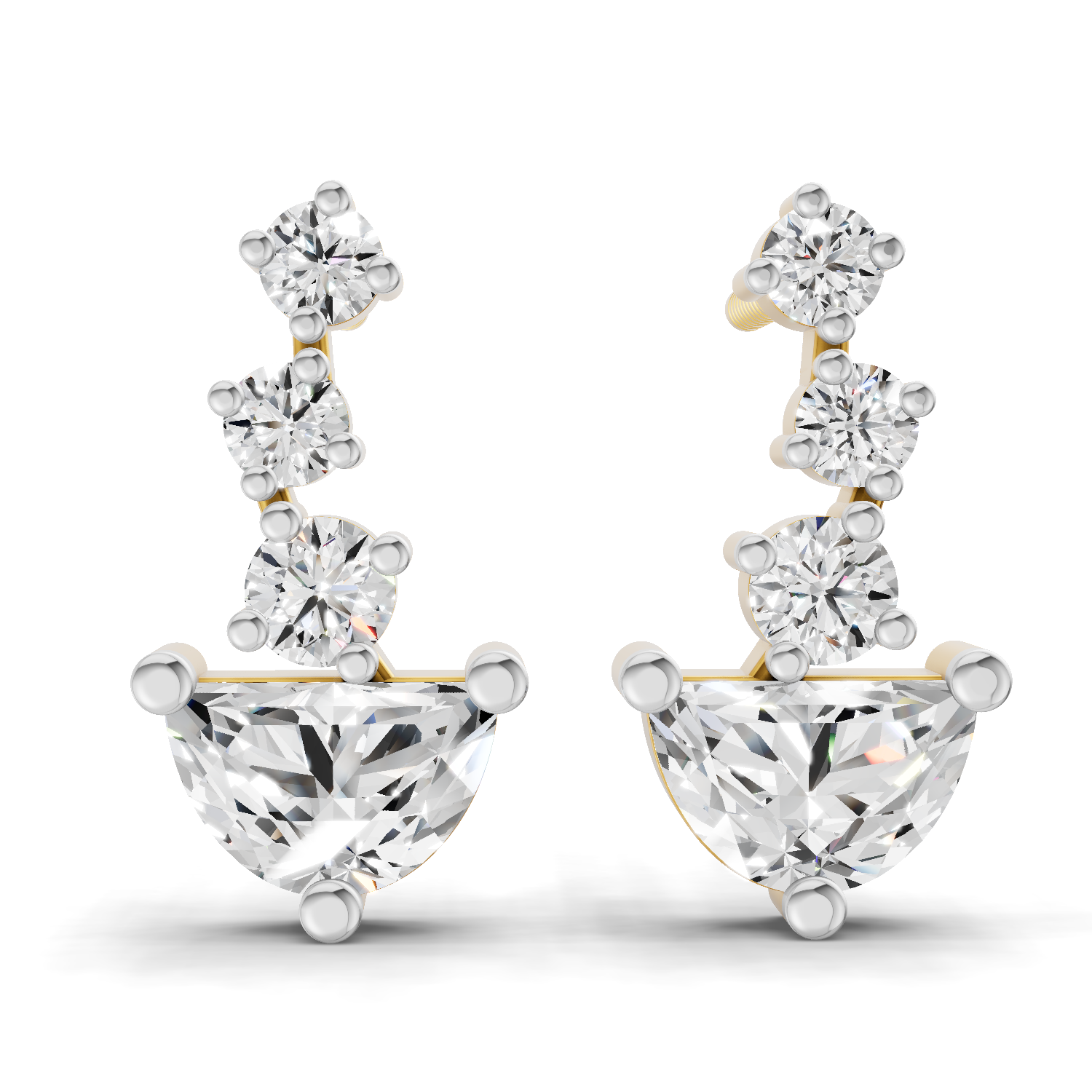 1.03 Carat trillion cut halfmoon Earrings 14K