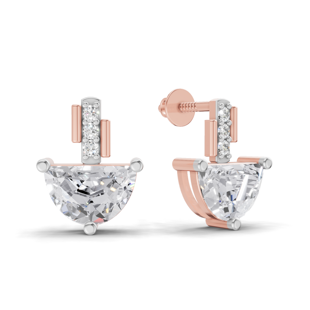 1.8 Carat Half-Moon Diamond Stud Earrings 14K - Rose Gold
