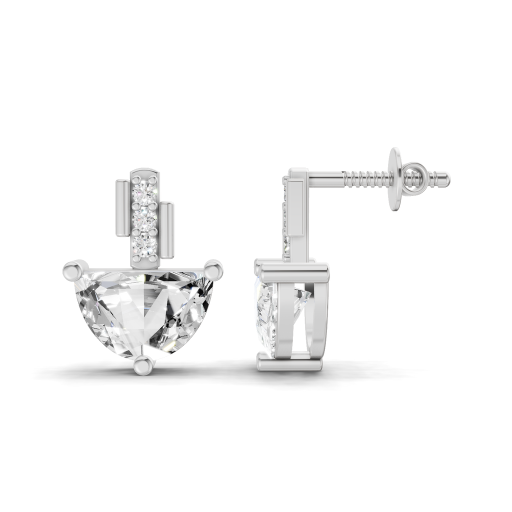 1.8 Carat Half-Moon Diamond Stud Earrings 14K - White Gold