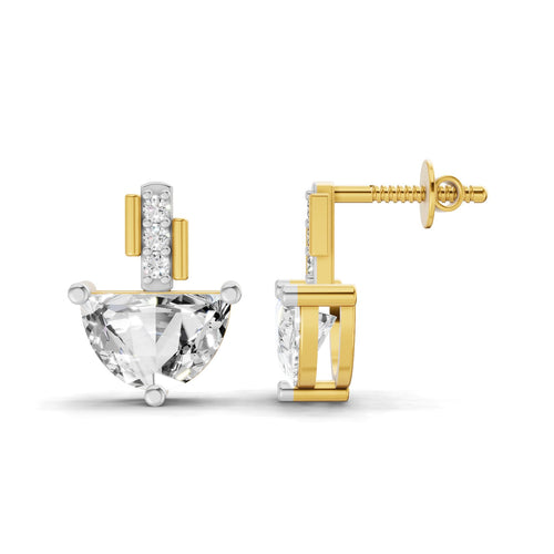 Delicate Moon Diamond Stud Earrings