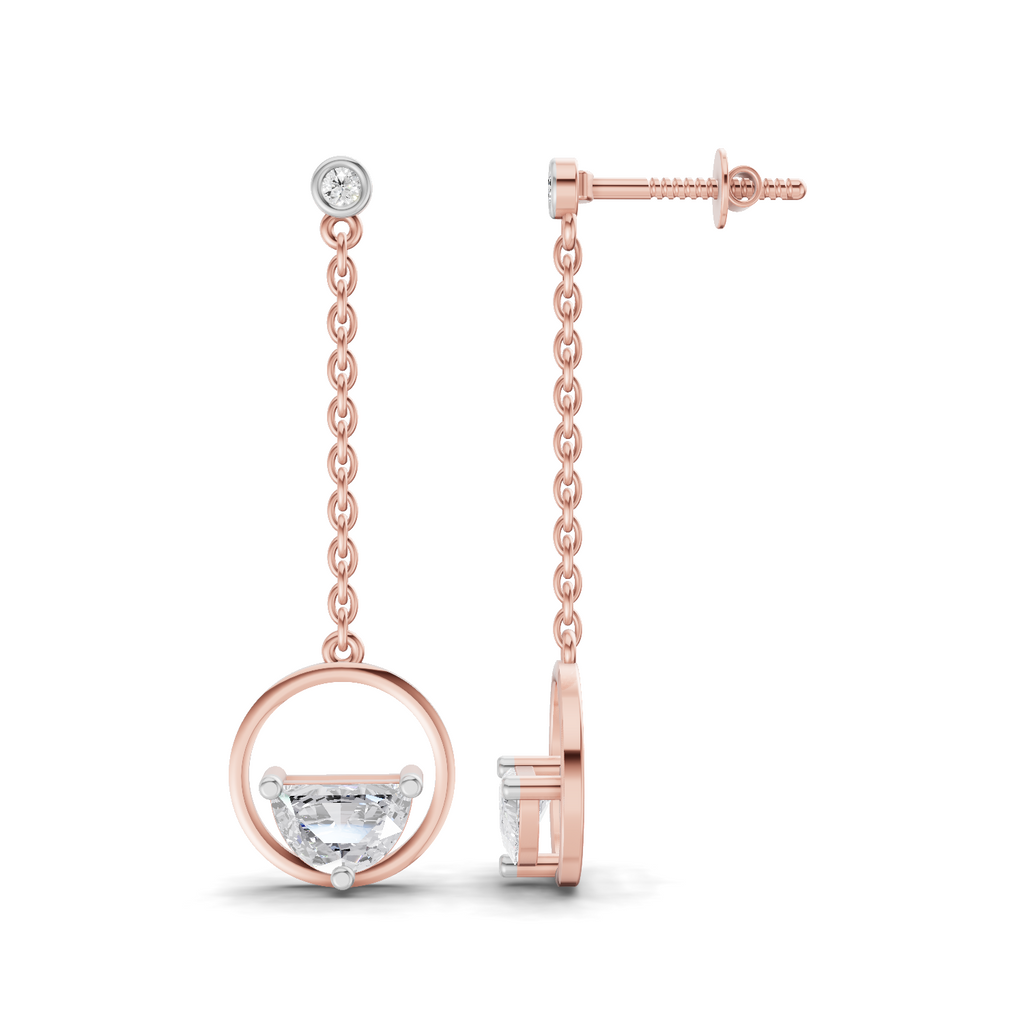 1.12 Carat Luna Drop Diamond Stud Earrings 14K - Rose Gold
