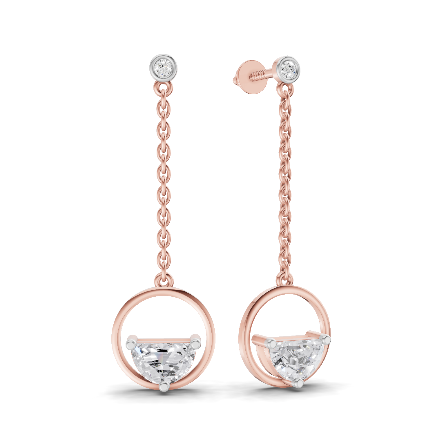 1.12 Carat Luna Drop Diamond Stud Earrings 14K - Rose Gold
