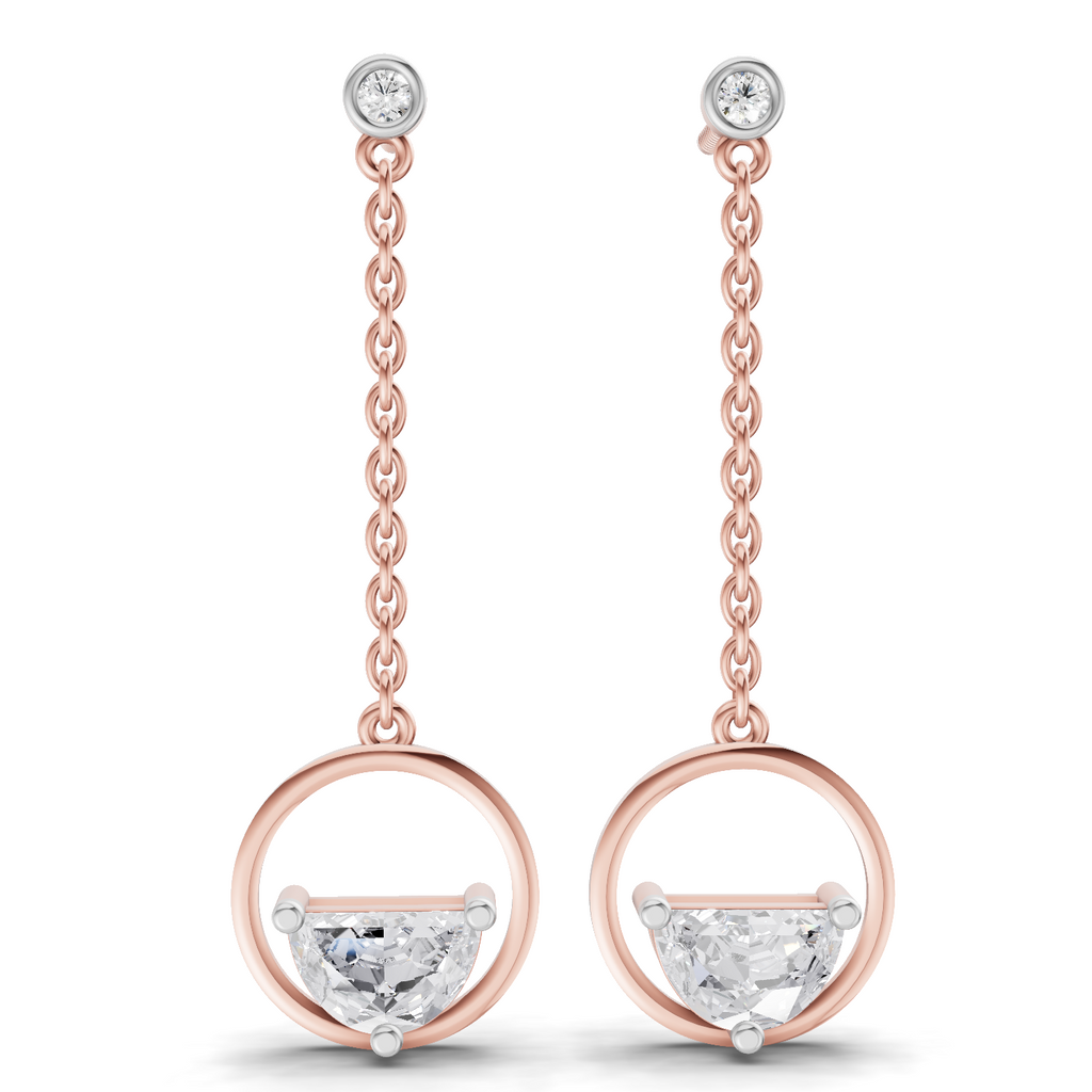 1.12 Carat Luna Drop Diamond Stud Earrings 14K - Rose Gold