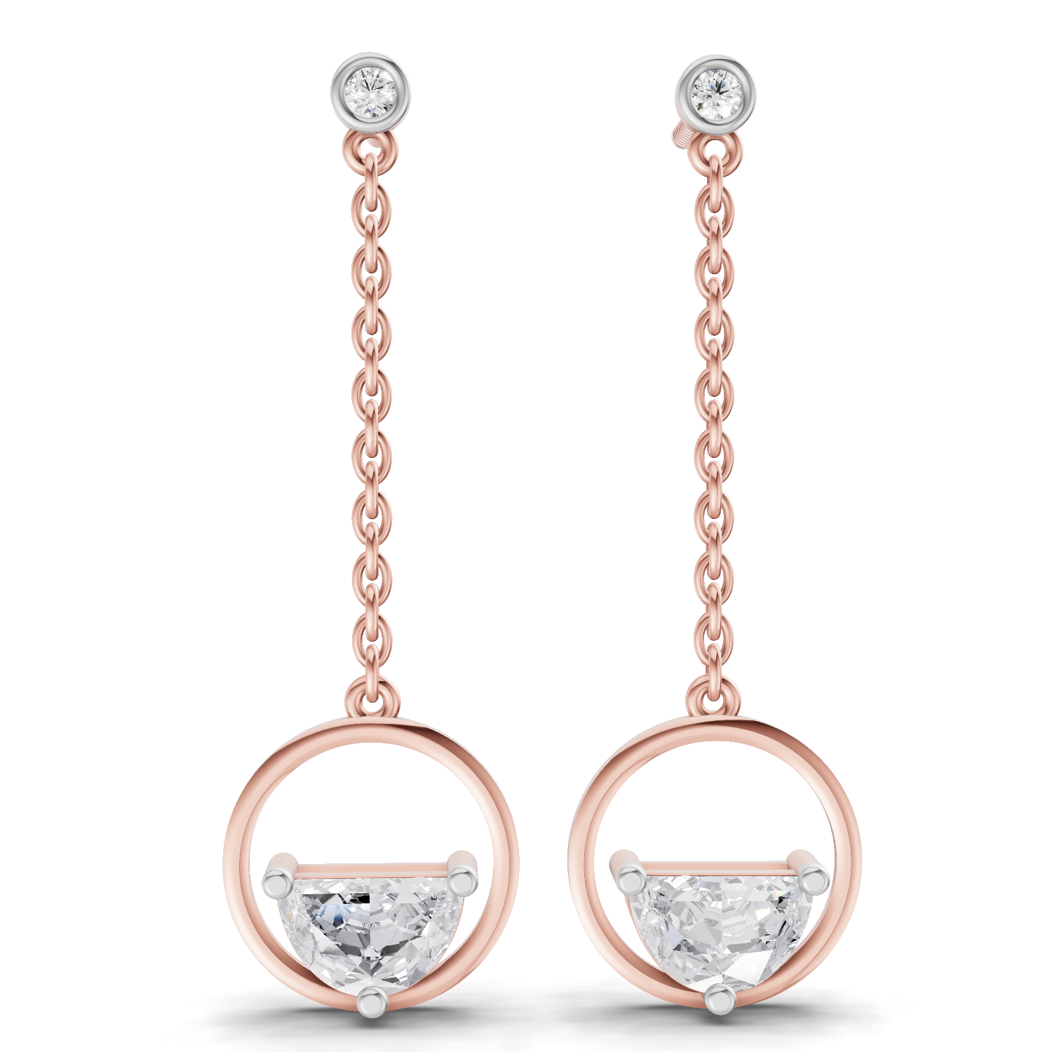 1.12 Carat Luna Drop Diamond Stud Earrings 14K - Rose Gold