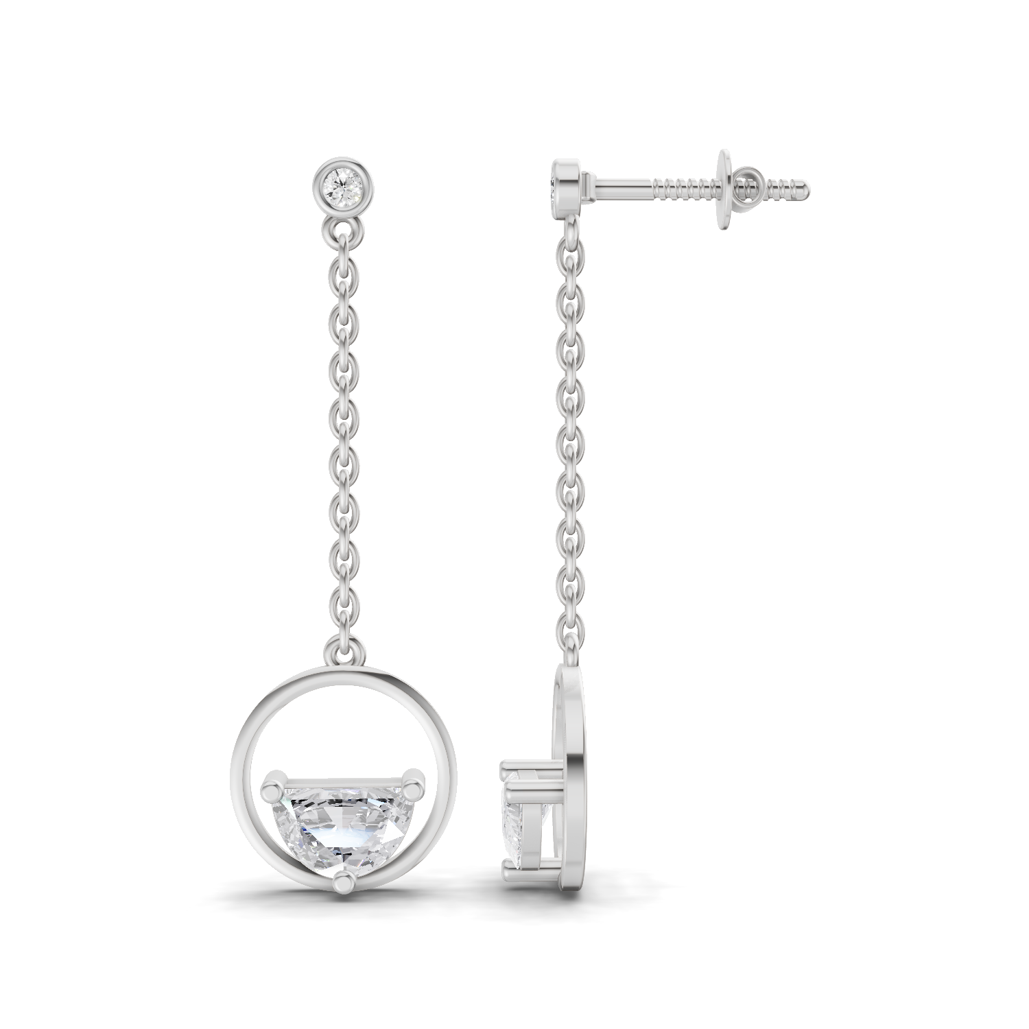 1.12 Carat Luna Drop Diamond Stud Earrings 14K - White Gold