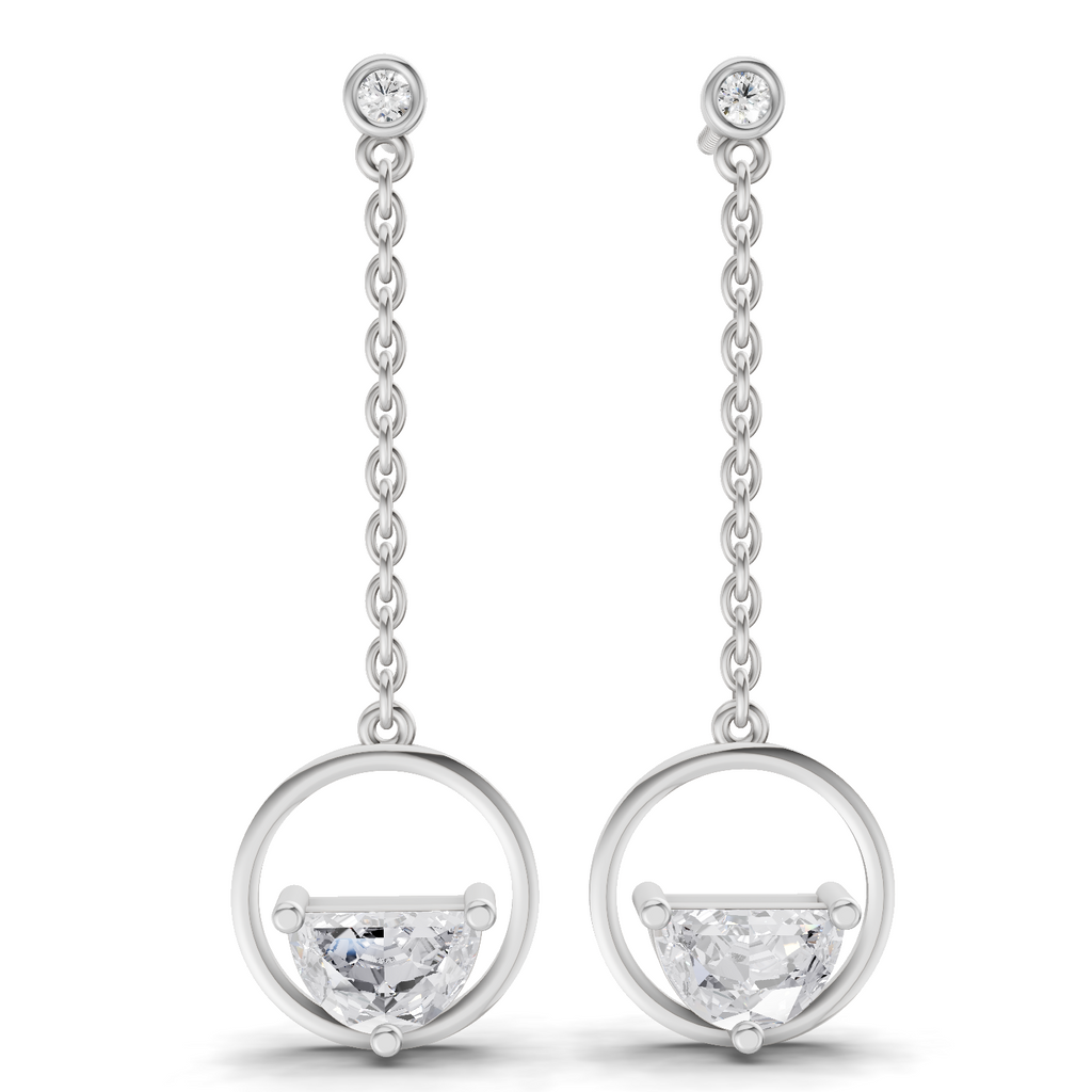 1.12 Carat Luna Drop Diamond Stud Earrings 14K - White Gold