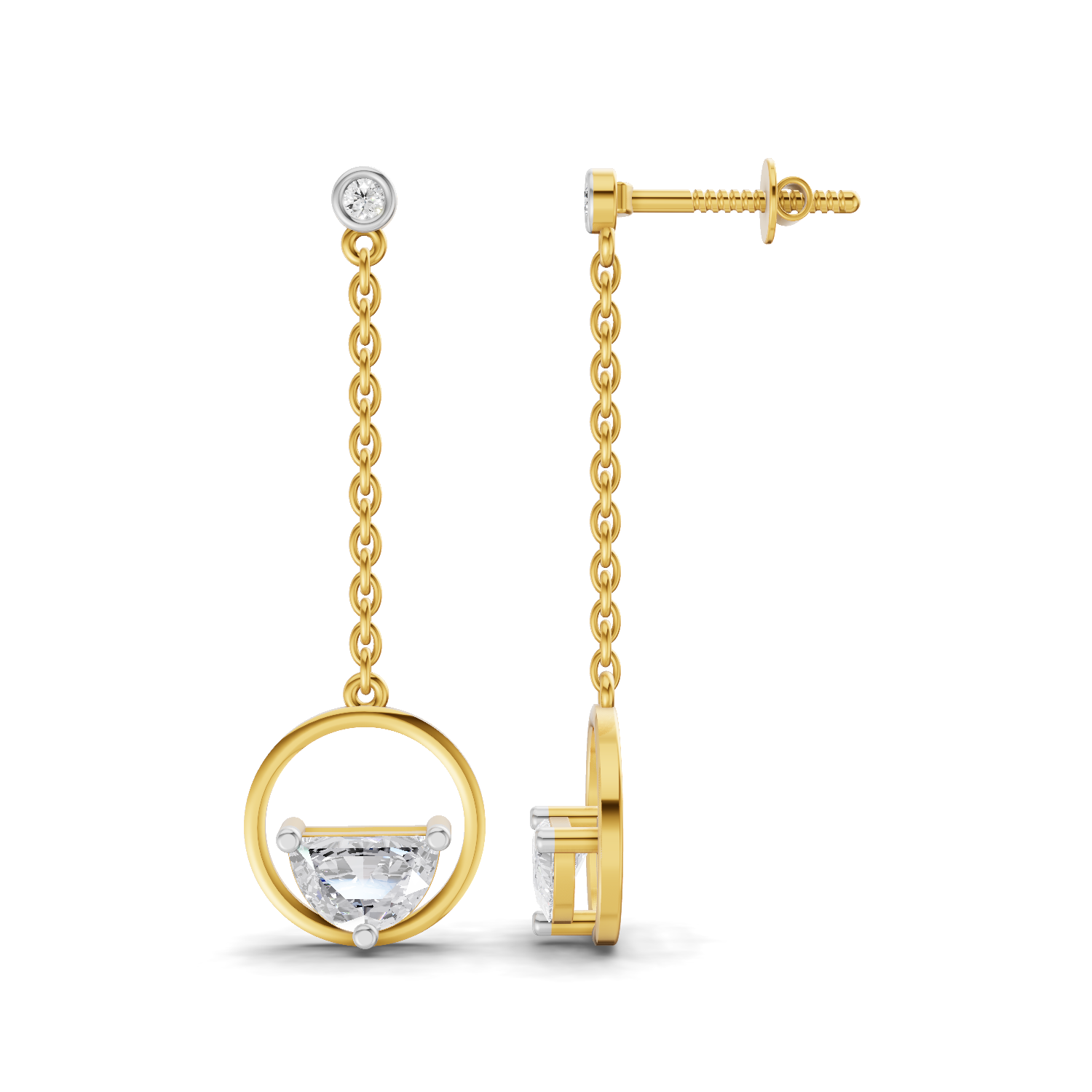 1.12 Carat Luna Drop Diamond Stud Earrings 14K