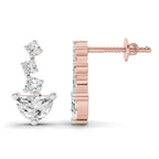 1.16 Carat Graduated Diamond Stud Earrings 14K - Rose Gold