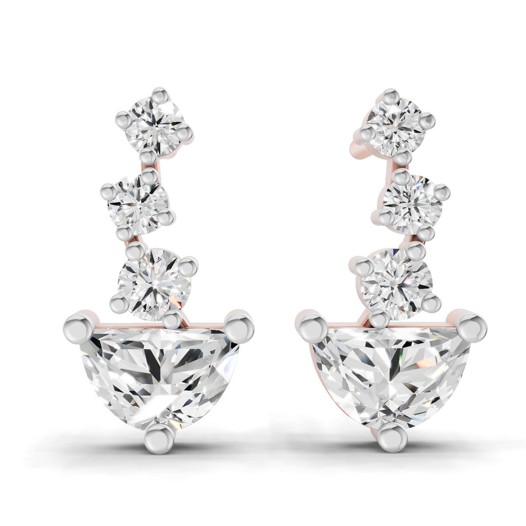 1.16 Carat Graduated Diamond Stud Earrings 14K - Rose Gold