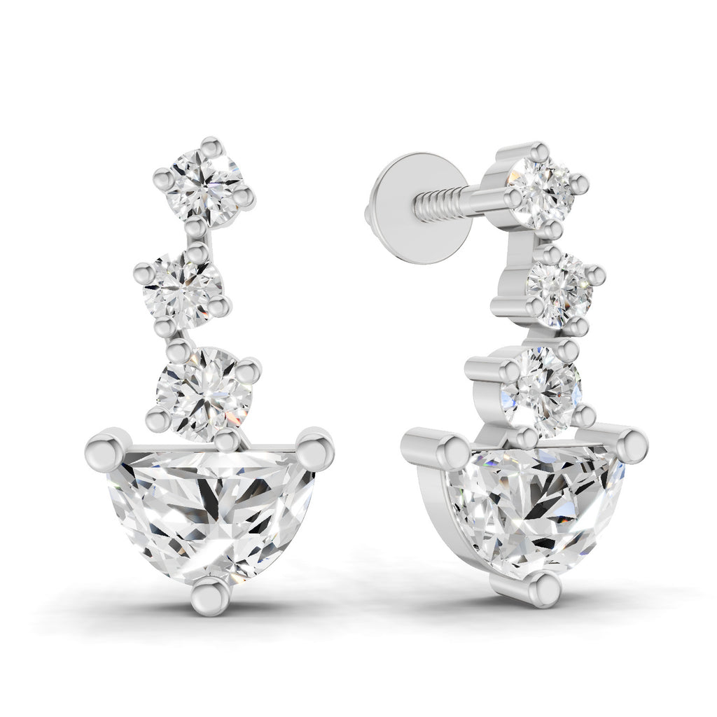 1.16 Carat Graduated Diamond Stud Earrings 14K - White Gold