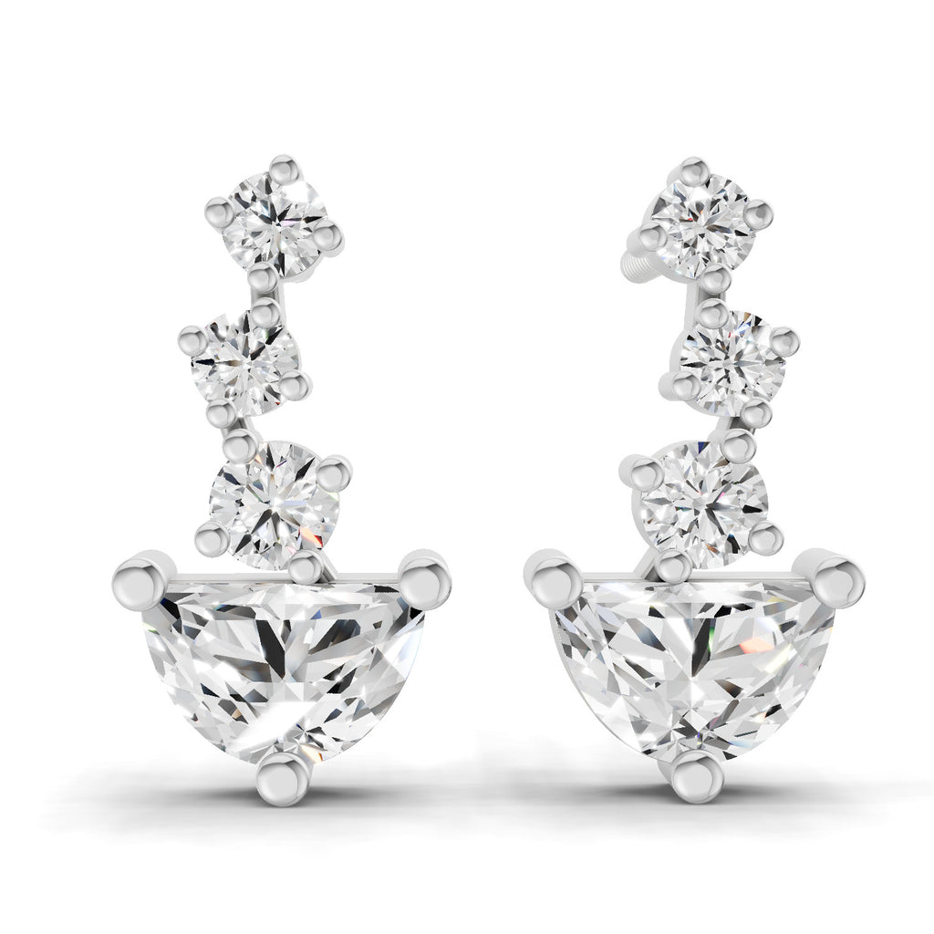 1.16 Carat Graduated Diamond Stud Earrings 14K - White Gold
