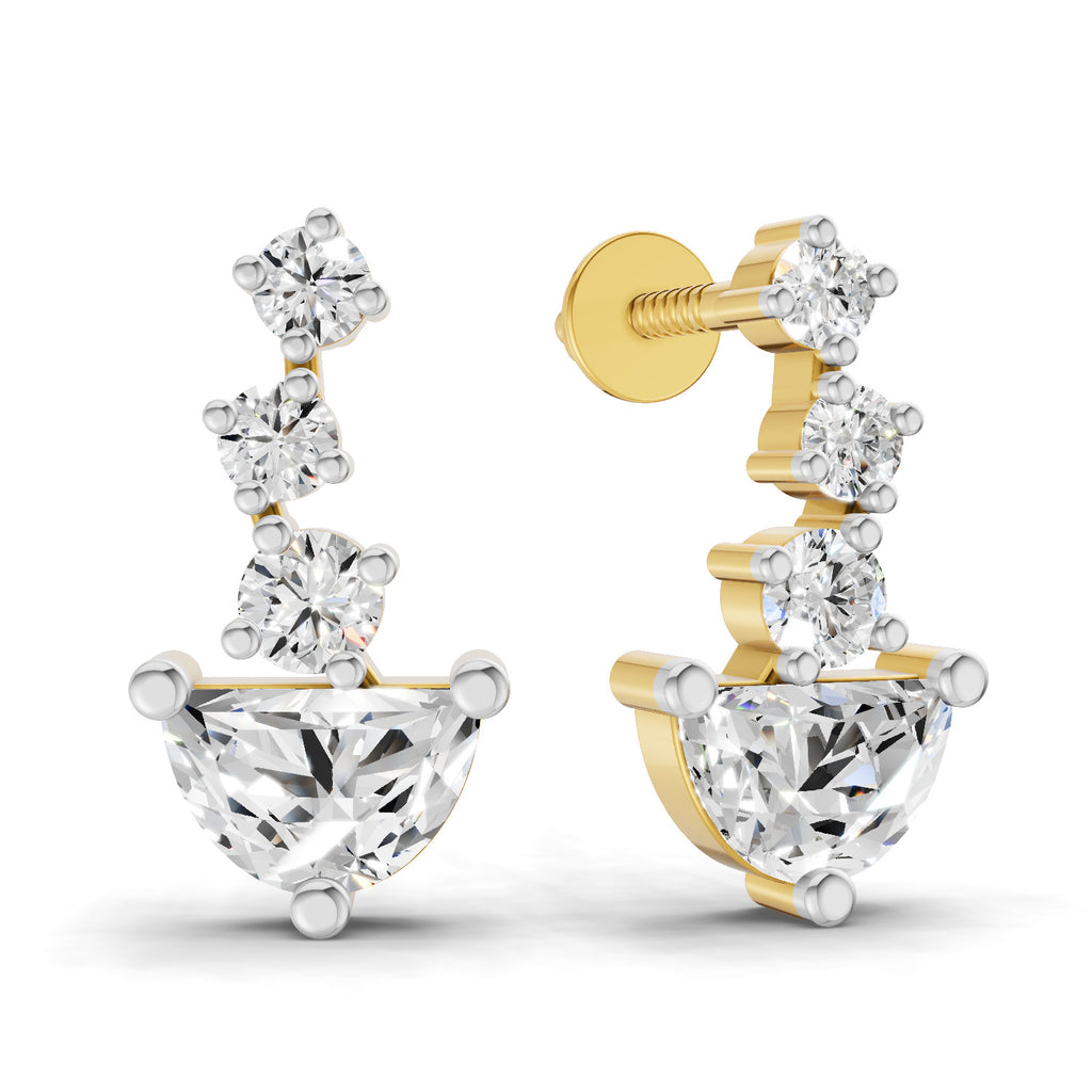 1.16 Carat Graduated Diamond Stud Earrings 14K