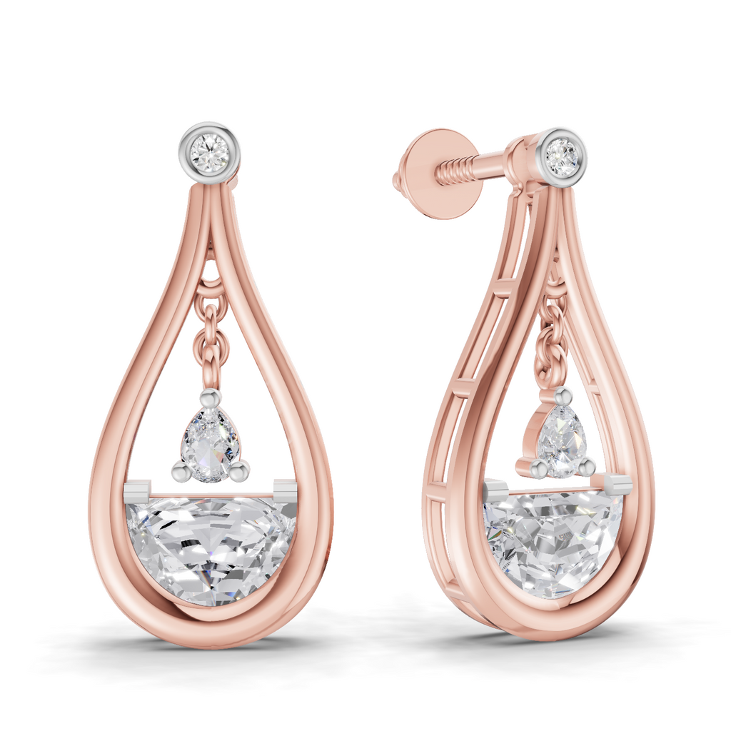 1.17 Carat Diamond Drop Earrings 14K - Rose Gold