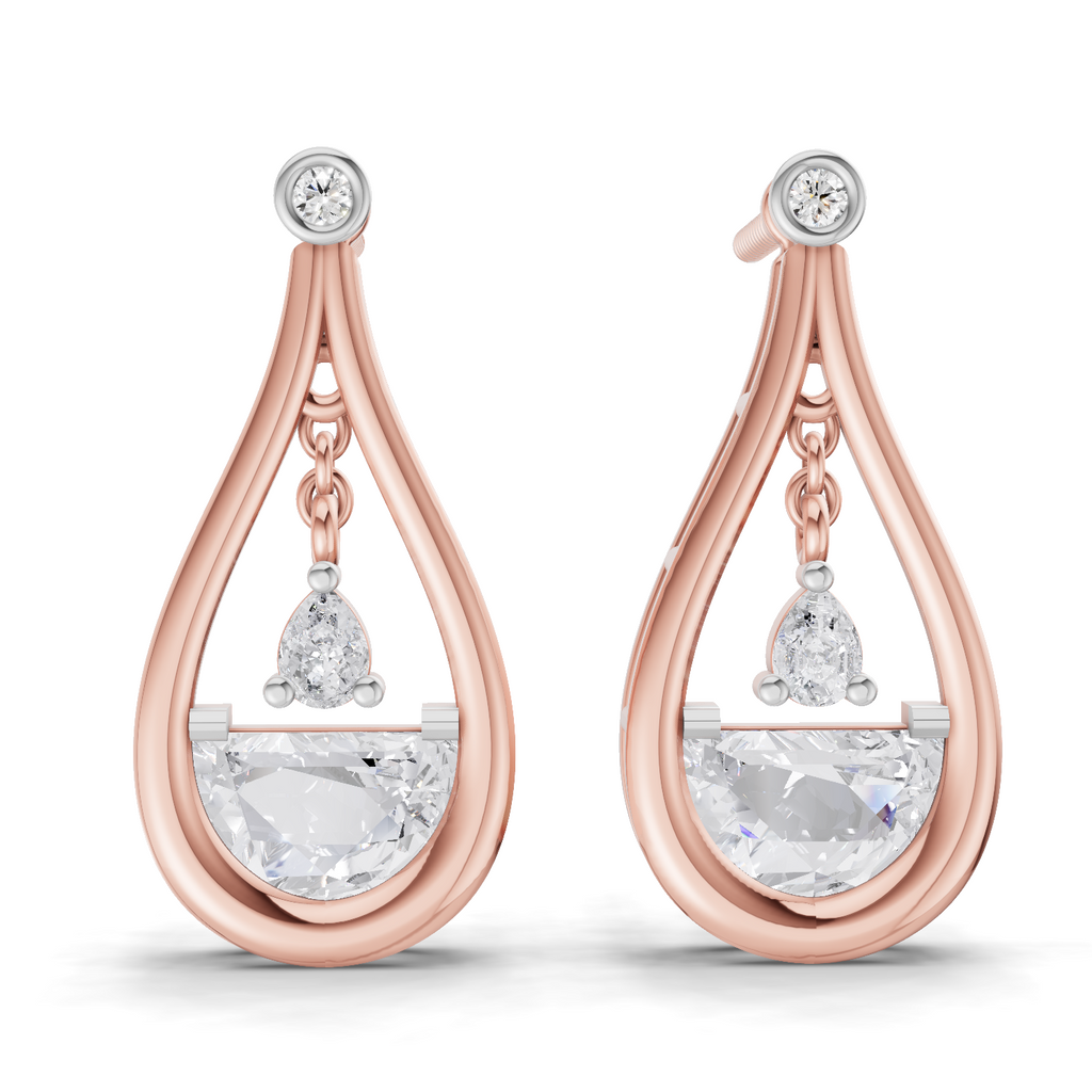 1.17 Carat Diamond Drop Earrings 14K - Rose Gold
