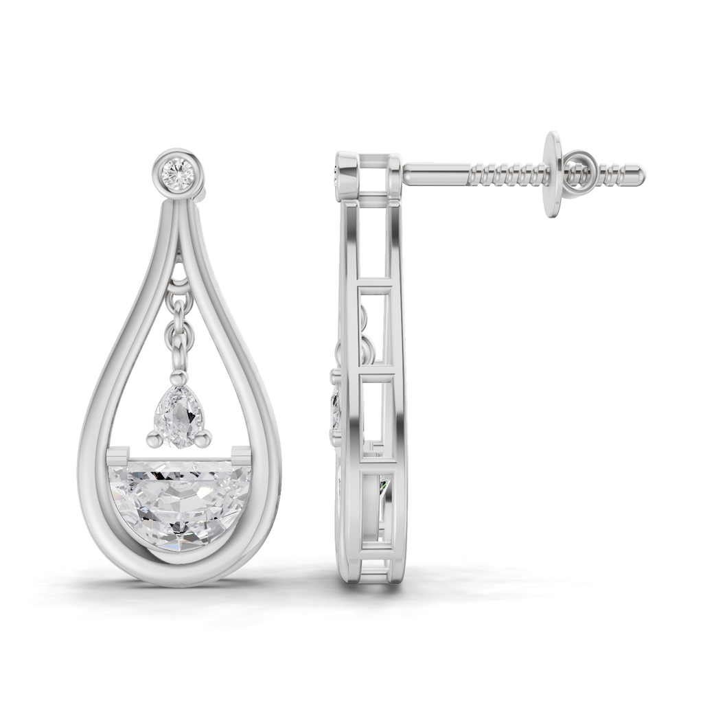 1.17 Carat Diamond Drop Earrings 14K - White Gold
